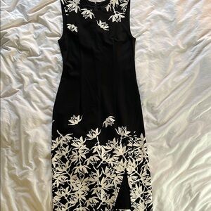 Black and White Floral Sheath Dress - medium